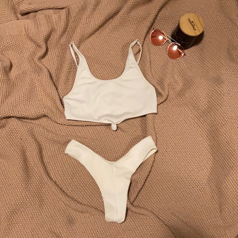 White Thong Swim two piece